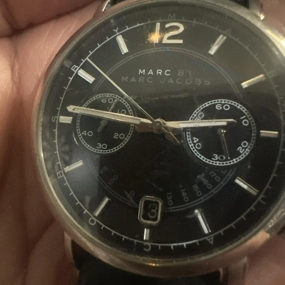 Working Marc Jacobs M711604 Black chronograph Mens watch New Battery 42mm Fit 8